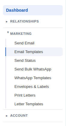 Marketing menu screenshot